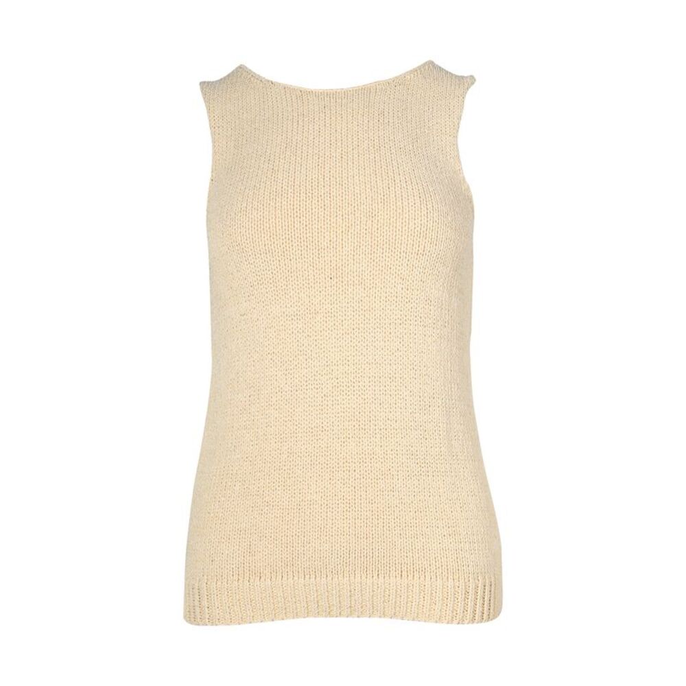 Theory Knitted Sleeveless Top in Beige Cotton
